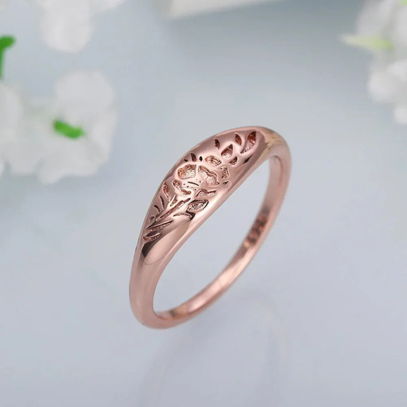 😍14K Rose Gold Plated Flower Carved Unique Vintage Rings for Women, L022 - Picture 7 of 7